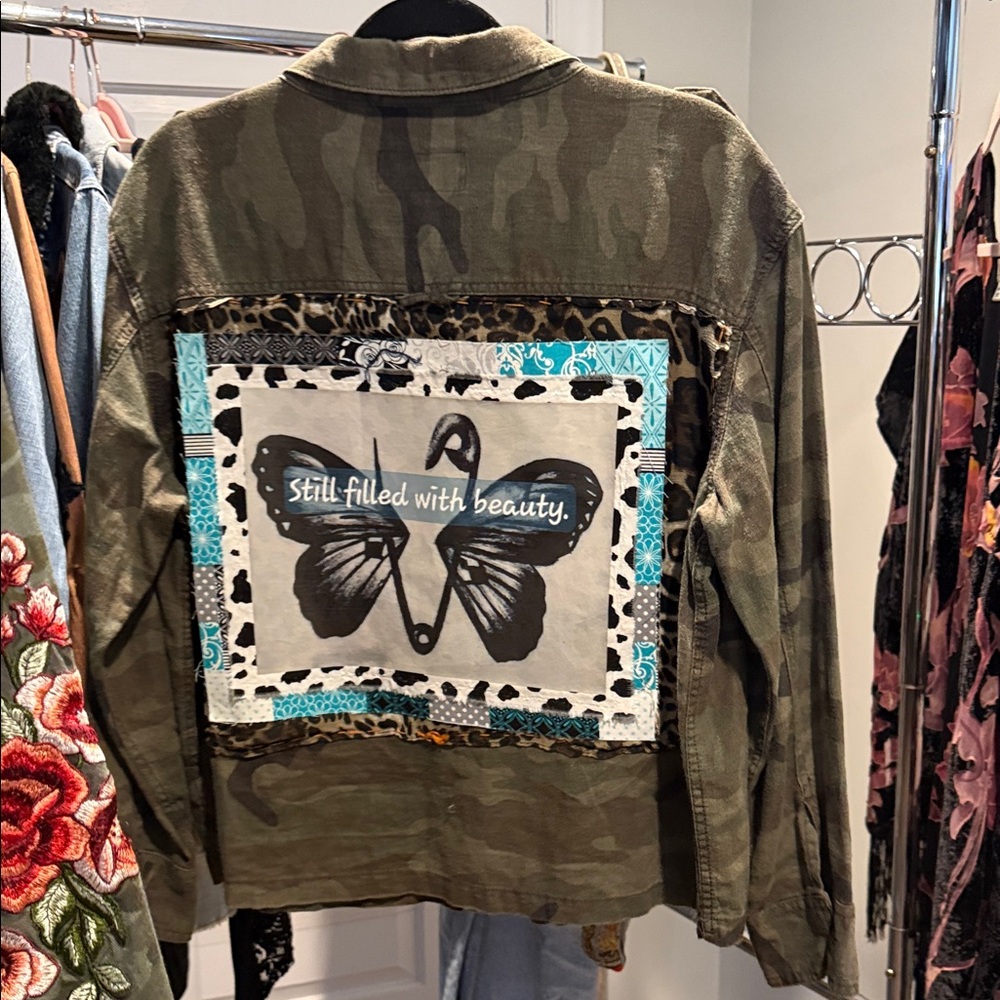 Camouflage Jacket with Butterfly Patch - image 1